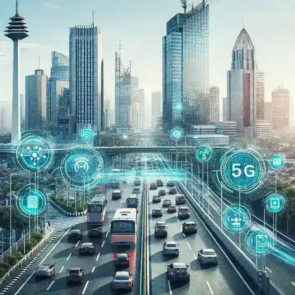 "Traffic light system in Jakarta Smart City powered by 5G sensor technology, enhancing urban mobility and safety initiatives."