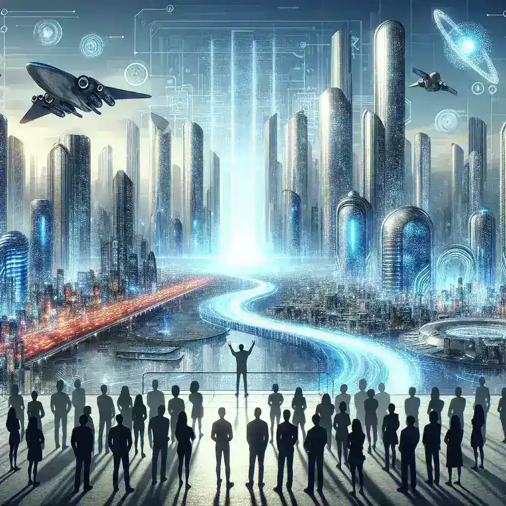 "Ilustrasi inovatif tentang teknologi masa depan, menampilkan perangkat canggih dan cara-cara menarik untuk meningkatkan pengalaman teknologi, sesuai dengan tema artikel 'Rangkul Masa Depan Teknologi: Ubah Pengalaman Teknologi Anda dengan Trik Ini'."